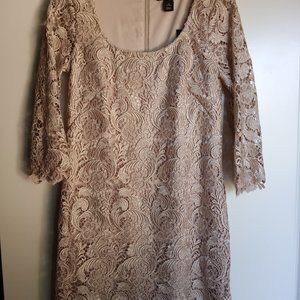 Gold Lace Shift Mini Dress, White House Black Market, Sz 4, NWT
